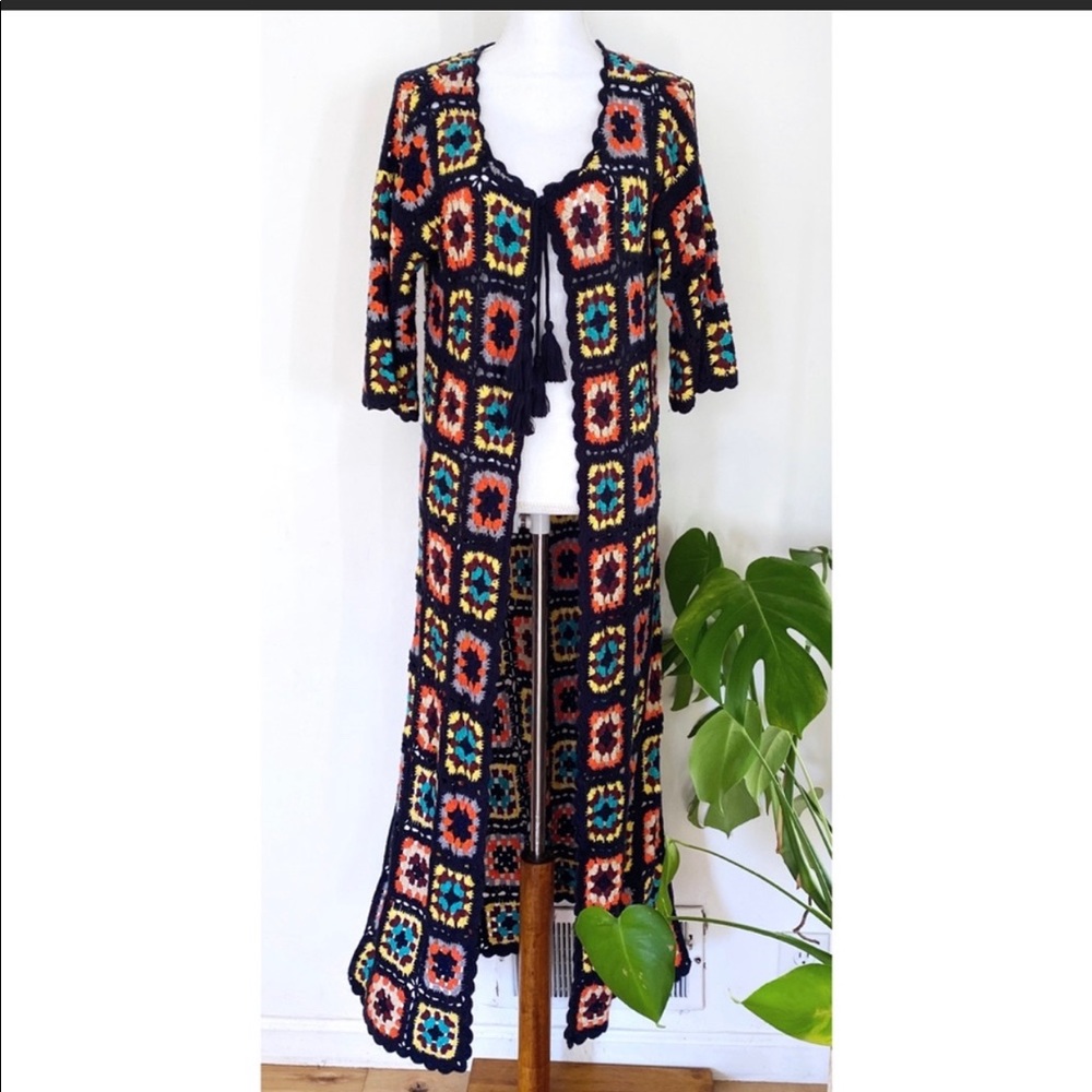 Zara crochet patchwork sweater coat. Never worn.